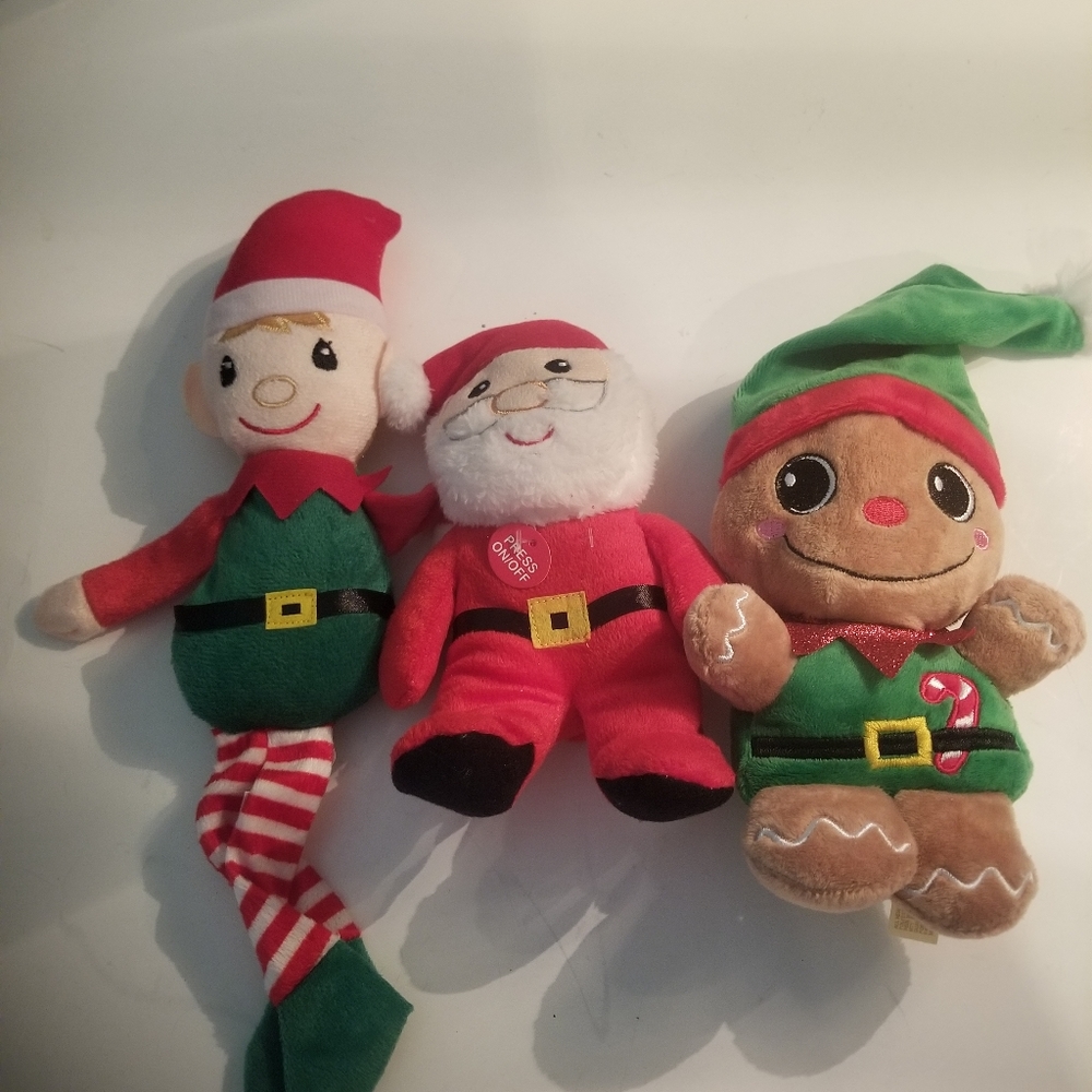 3 Christmas Plush Talking Santa, Cinnamon Elf